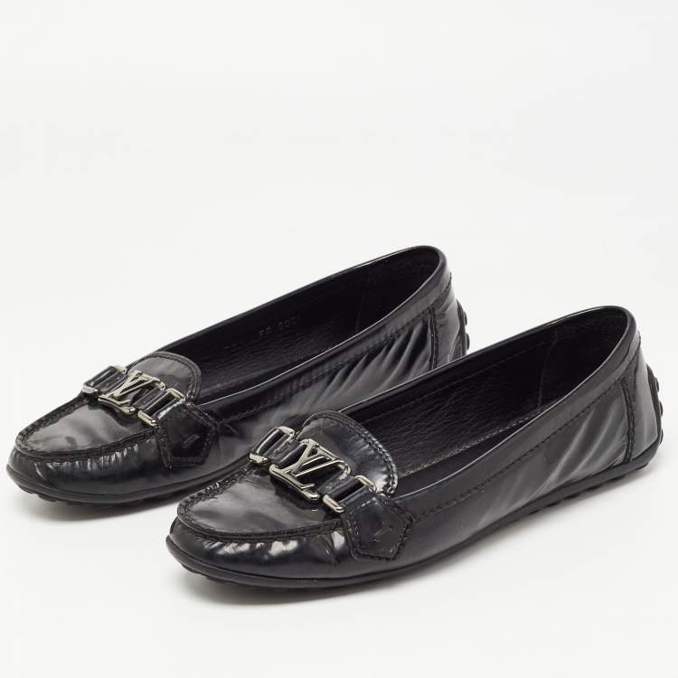 Pre Owned Louis Vuitton Black Patent Leather Oxford Loafers Size 38