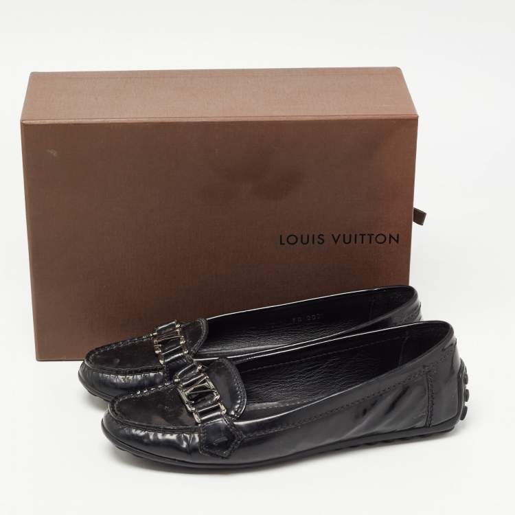 Pre Owned Louis Vuitton Black Patent Leather Oxford Loafers Size 38