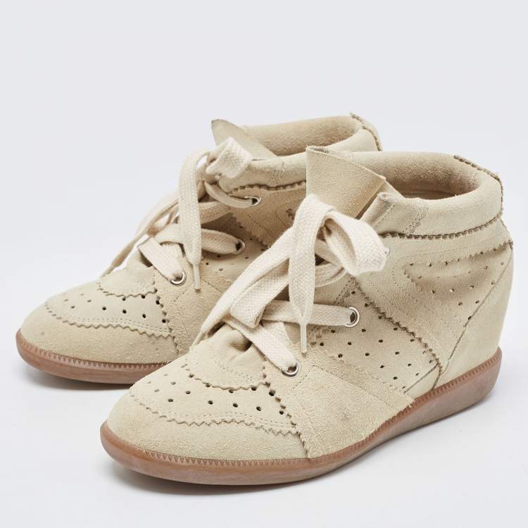 forholdsord Mary Amorous Isabel Marant Beige Suede Bobby Wedge High Top Sneakers Size 40 Isabel  Marant | TLC