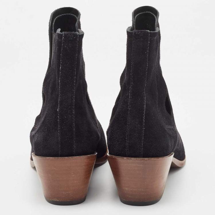 Pre Owned Tod's Black Suede Ankle Boots Size 39.5 