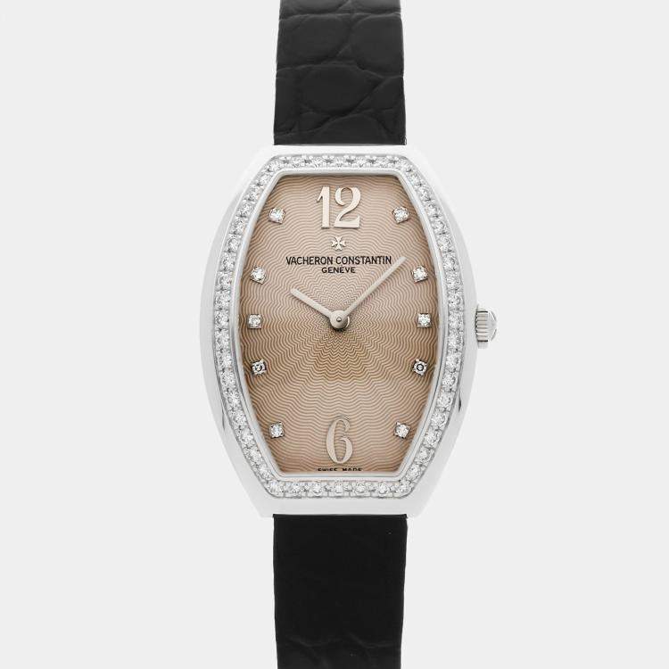 Pre Owned Vacheron Constantin Egerie 25540/000G-9109 Quartz White Gold Silver Dial Women's Wristwatch 30mm