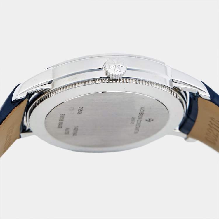 مملوكة مسبقًا ساعة يد نسائية فاشيرون كونستانتين تراديشونال 25558/000G-B ذهب أبيض عيار 18 جلد تمساح ألماس صدف بيضاء 30مم