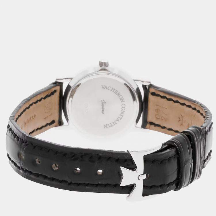 Pre Owned Vacheron Constantin Patrimony 25593/000G-8743 Quartz White Dial 18k White Gold Wristwatch 23mm
