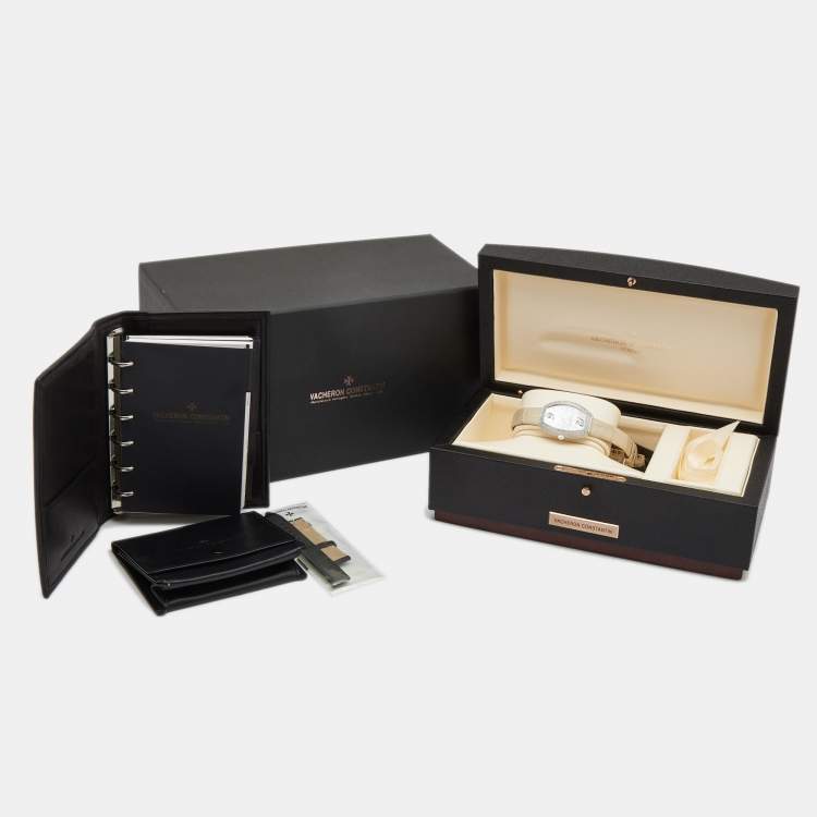 Pre Owned Vacheron Constantin Mother of Pearl 18k White Gold Diamond Alligator Egerie 25541.000G.9261 Women's Wristwatch 27.5 mm