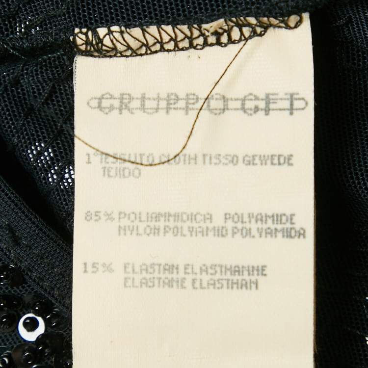 Pre Owned Valentino Miss V Black Sequin Embellished Jersey Top M