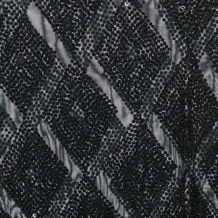 Pre Owned Valentino Miss V Black Sequin Embellished Jersey Top M