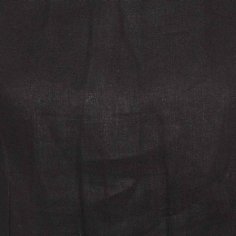 Pre Owned Valentino Miss V Black Linen V-Neck Sleeveless Sheath Dress M