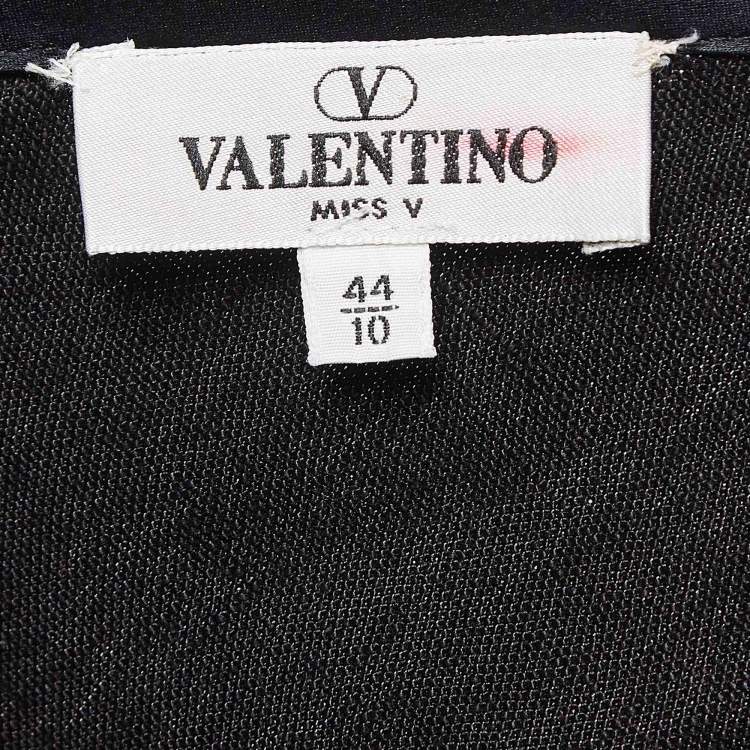 Pre Owned Valentino Miss V Black Linen V-Neck Sleeveless Sheath Dress M