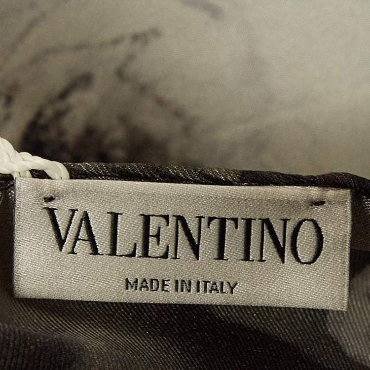 Pre Owned Valentino Black Floral Print Silk Square Scarf