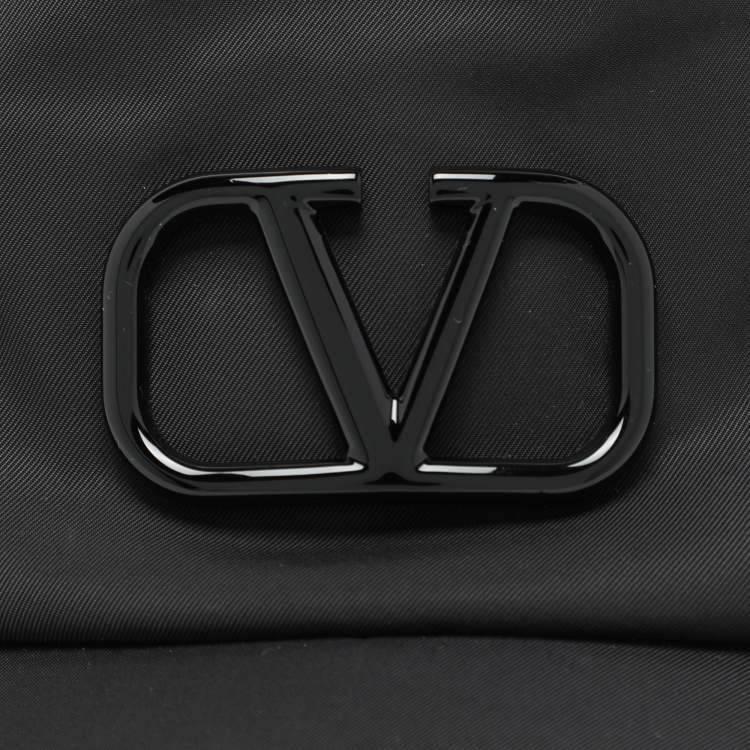 Pre Owned Valentino Black Nylon Logo Baseball Cap 