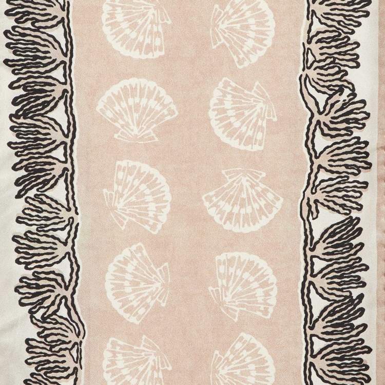 Pre Owned Valentino Beige Shell Print Silk Stole
