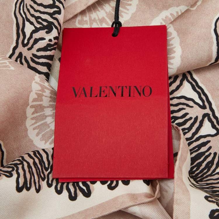 Pre Owned Valentino Beige Shell Print Silk Stole