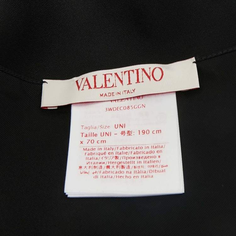 Pre Owned Valentino Black Logo Silk Crepe Stole 