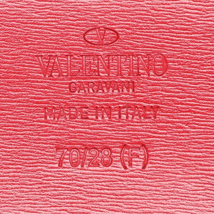 Pre Owned Valentino Black/Red Leather VLogo Wide Waist Belt 70CM