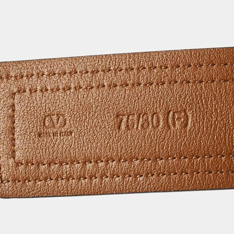 Pre Owned Valentino Brown/Black Leather VLogo Buckle Reversible Belt 75 CM