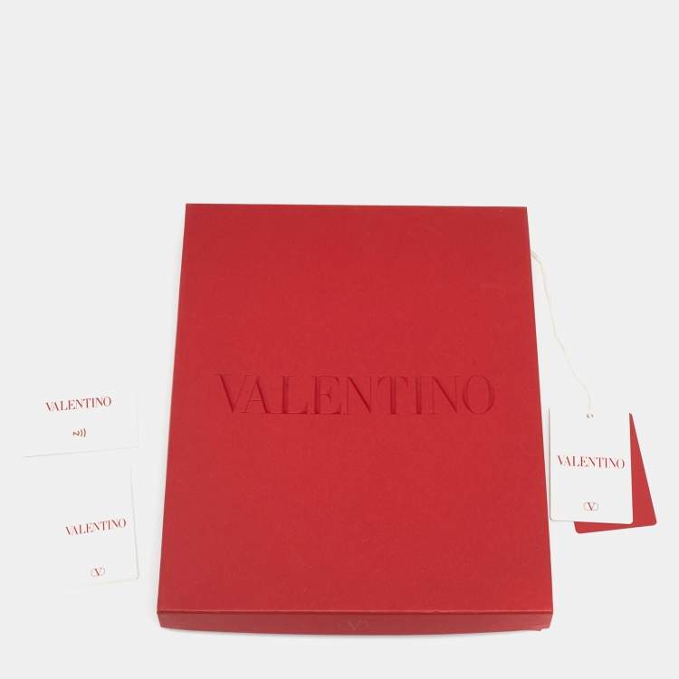 Pre Owned Valentino Black Logo Silk Scarf