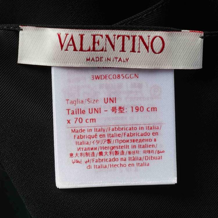 Pre Owned Valentino Black Logo Silk Scarf