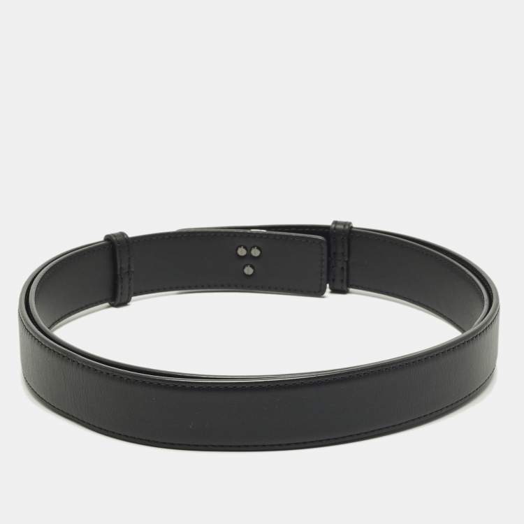 Pre Owned حزام فالنتينو جلد أسود بإبزيم شعار V حجم M