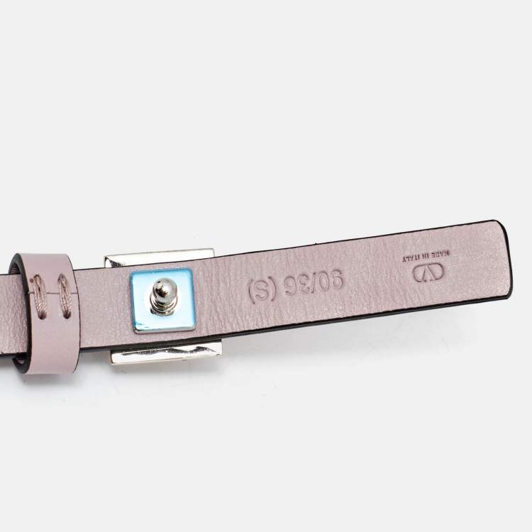 Pre Owned Valentino One Stud Crystal Embellished 90 CM Waist Belt Pink Leather