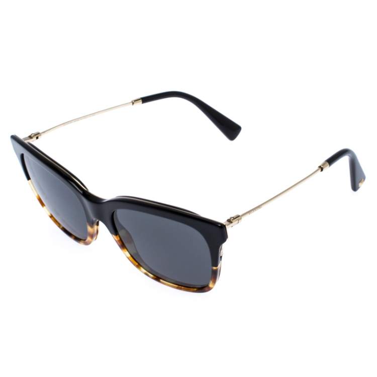 Pre Owned Valentino Black/Beige Tortoise Smoke VA2011 Sunglasses 