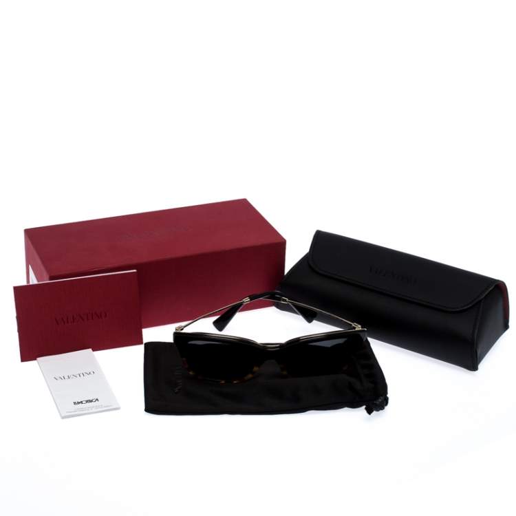 Pre Owned Valentino Black/Beige Tortoise Smoke VA2011 Sunglasses 