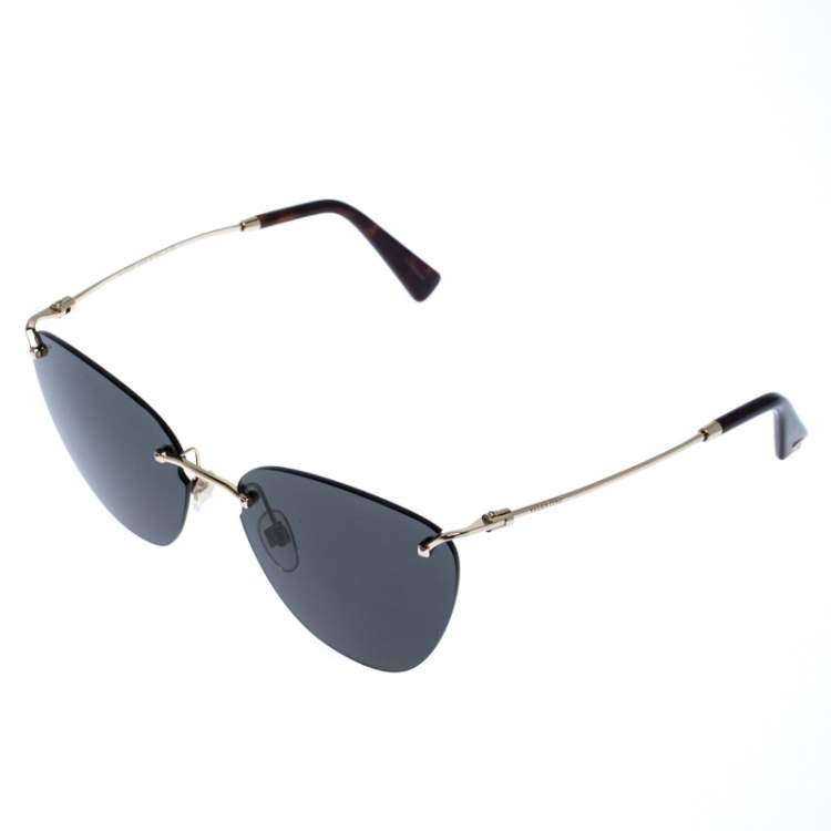Pre Owned Valentino Gold/Black VA2022 Cateye Frameless Sunglasses