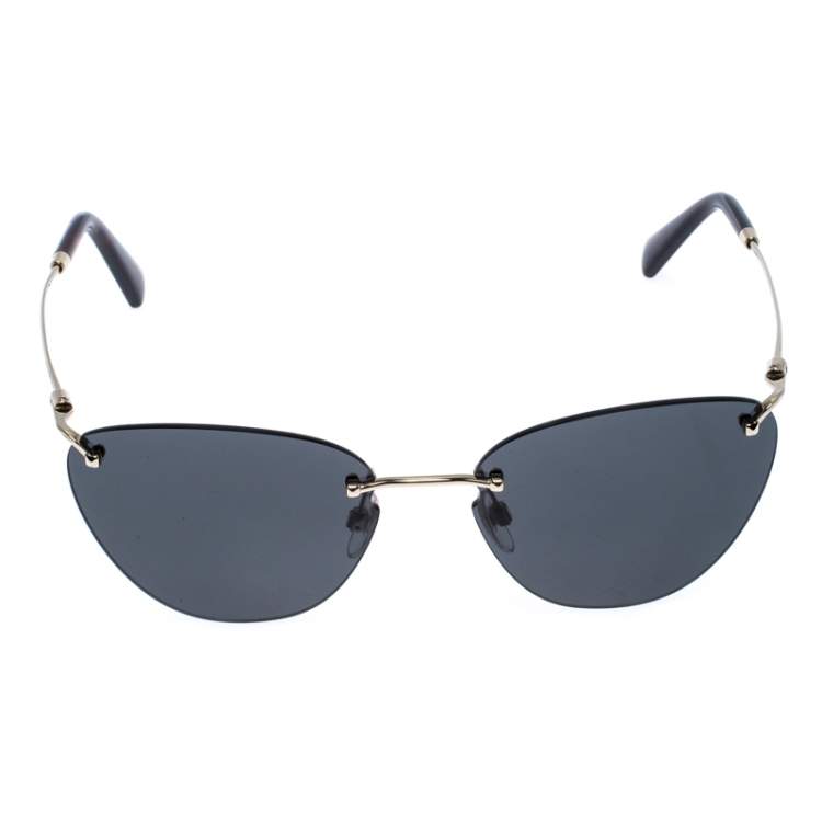 Pre Owned Valentino Gold/Black VA2022 Cateye Frameless Sunglasses
