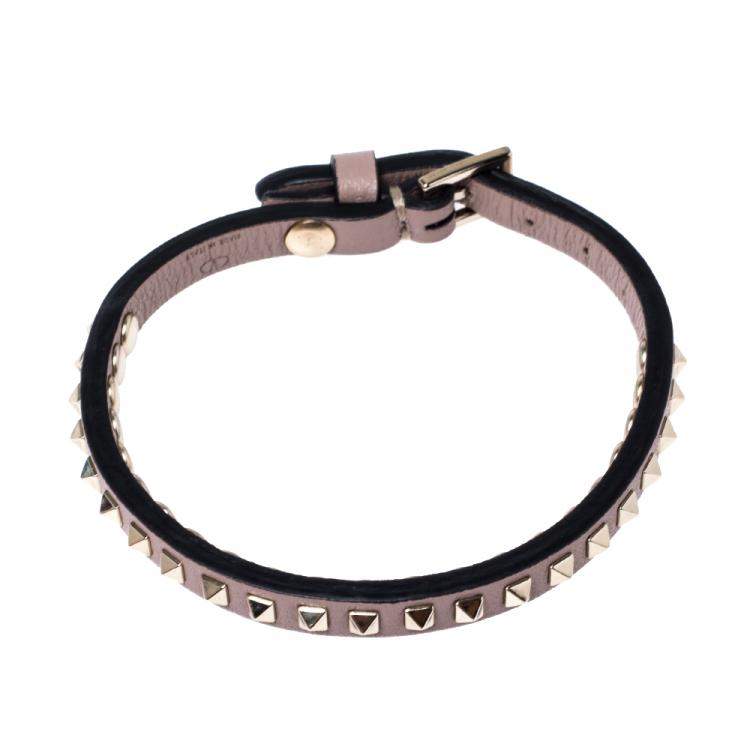 Pre Owned Valentino Poudre Leather Rockstud No Limit Bracelet