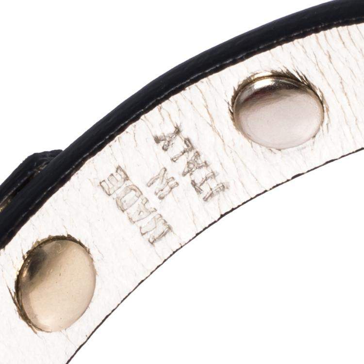 Pre Owned Valentino Platino Leather Rockstud Bracelet