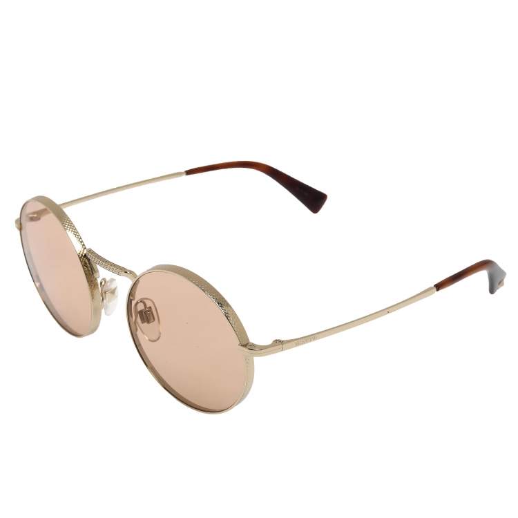Pre Owned Valentino Brown/Gold VA2024 Round Sunglasses
