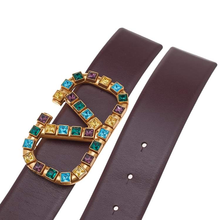 Valentino Garavani Women's Vlogo Signature Embellished Buckle Leather Belt