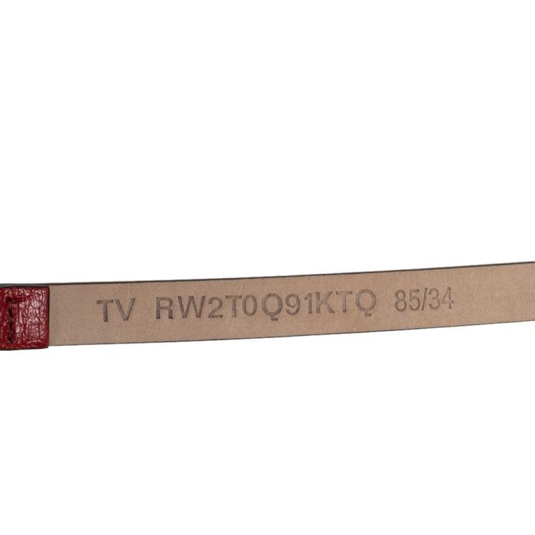 Pre Owned Valentino Red Leather Rockstud Belt 85 CM
