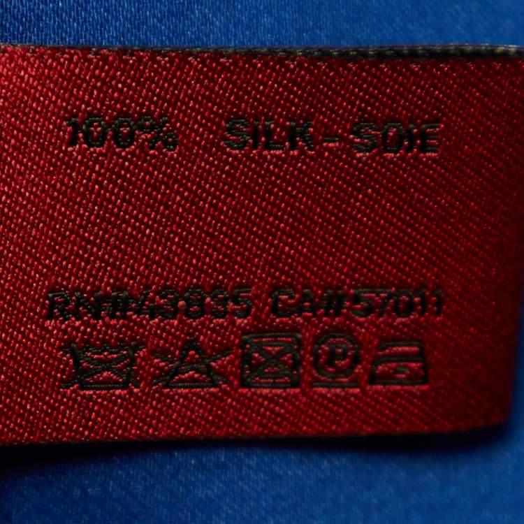 Pre Owned Valentino Blue Ombre VLogo Jacquard Silk Stole