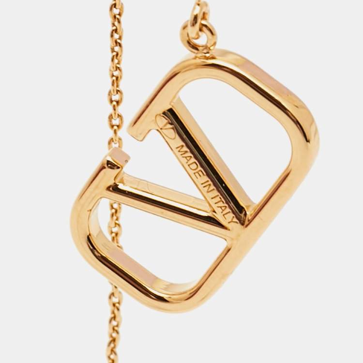 Pre Owned Valentino VLogo Gold Tone Drop Earings