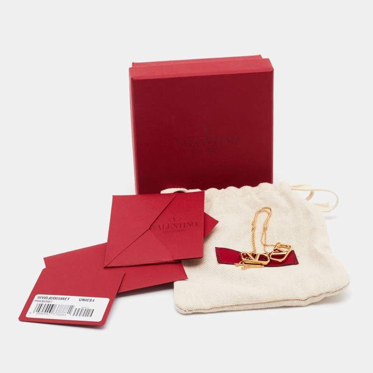 Pre Owned Valentino VLogo Gold Tone Drop Earings