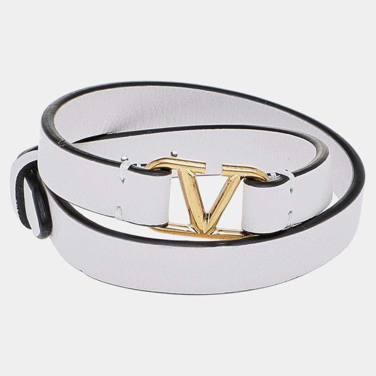 Valentino White Leather VLogo Double Wrap Bracelet Valentino | The ...