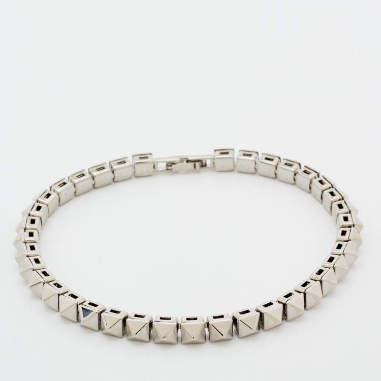Pre Owned Valentino Rockstud Silver Tone Bracelet