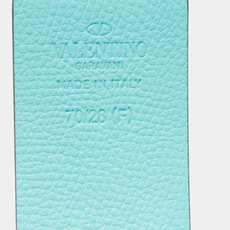 مملوكة مسبقًا Valentino Blue/Green Leather VLogo Reversible Buckle Belt 70CM