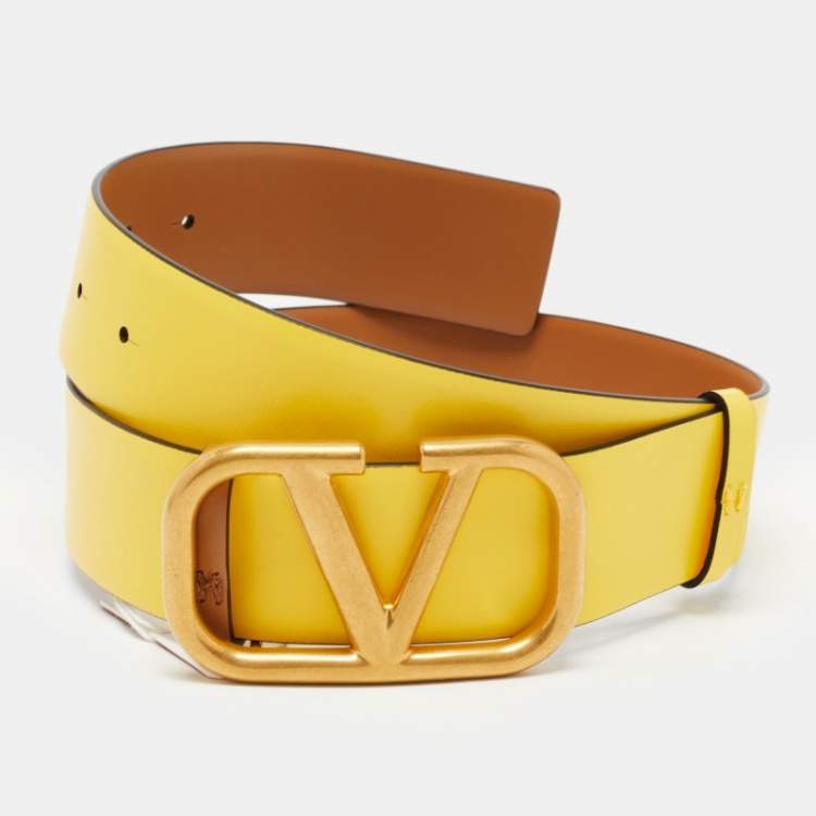 Valentino Yellow Leather VLogo Signature Reversible Belt 65CM Valentino |  The Luxury Closet