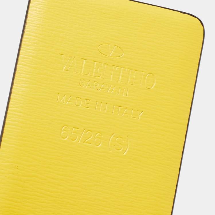 Pre Owned Valentino Yellow Leather VLogo Signature Reversible Belt 65CM