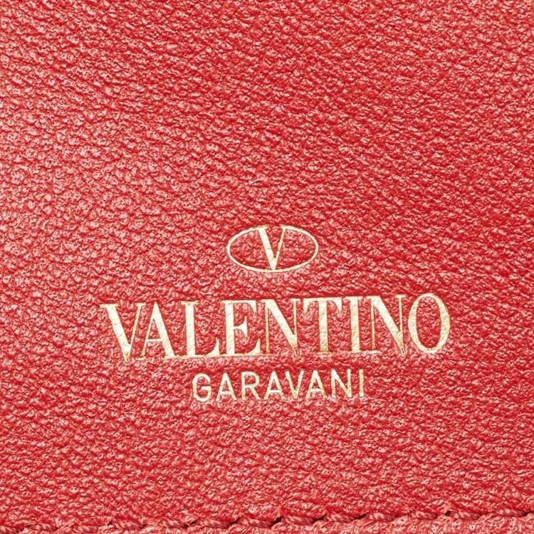 Pre Owned Valentino Red Leather Rockstud Chain Phone Case