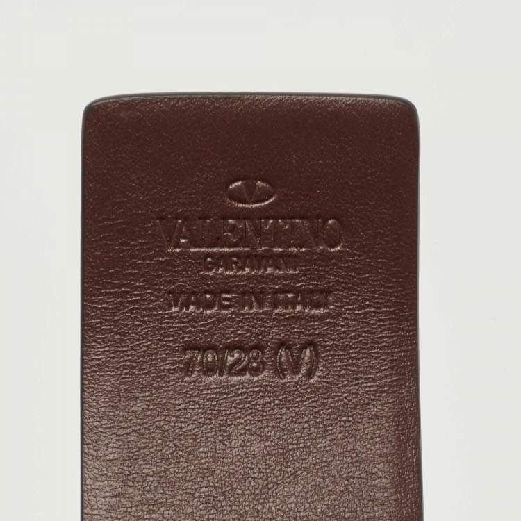 Pre Owned Valentino Brown Ombre Leather VLogo Buckle Belt 70CM