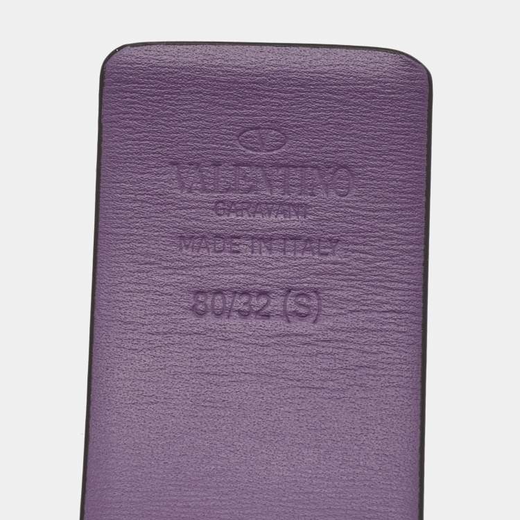 مملوكة مسبقًا Valentino Pink/Purple Leather VLogo Reversible Belt 80CM