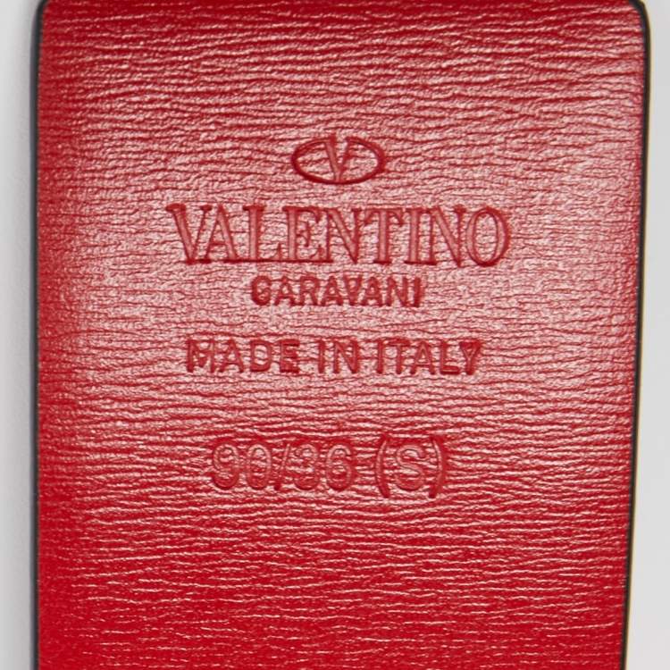 Pre Owned Valentino Red/Black Leather VLogo Reversible Belt 90CM