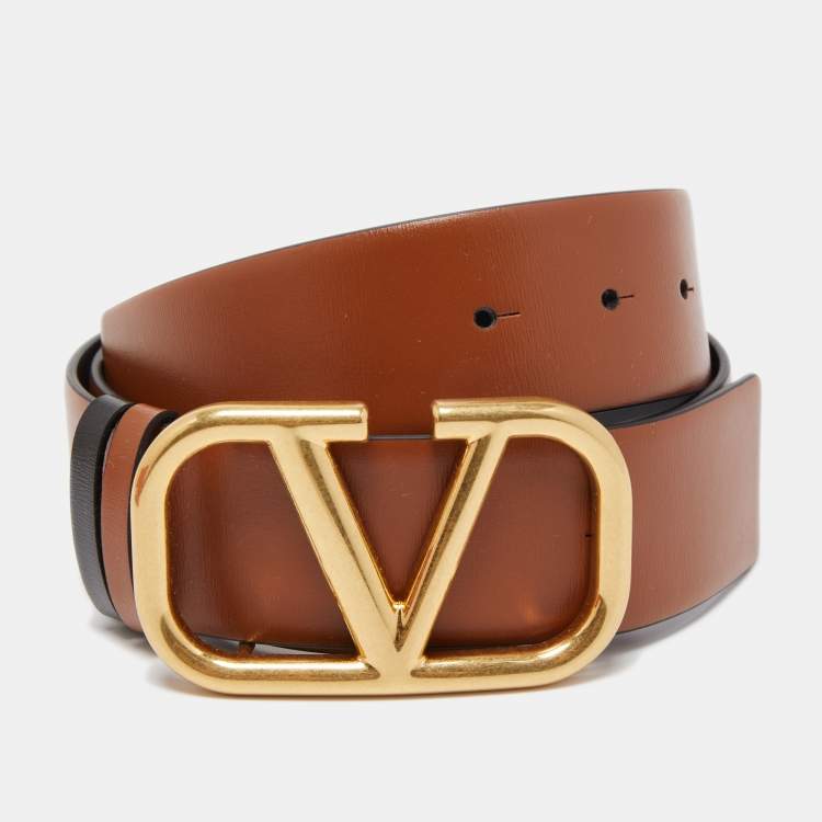 Valentino Black/Red Leather VLogo Reversible Waist Belt Size 75CM Valentino