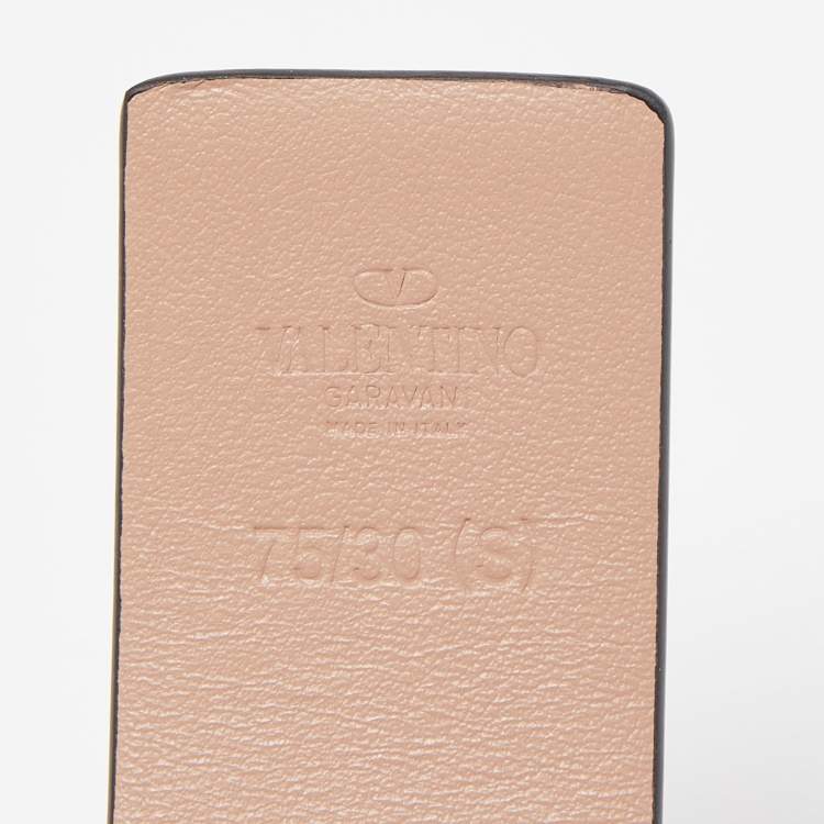Pre Owned Valentino Beige Leather VLogo Belt Size 75CM