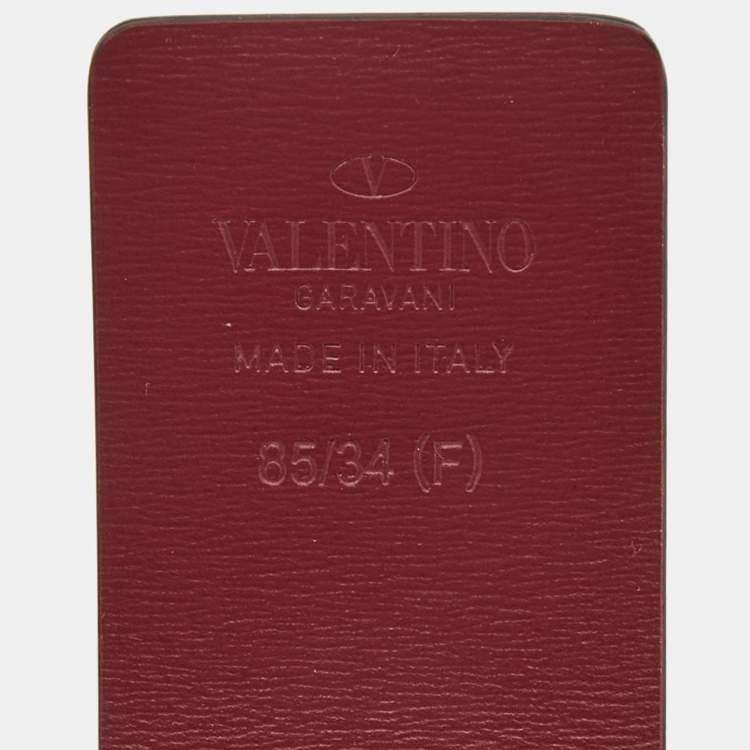 Pre Owned Valentino Orange/Red Leather Roman Stud Belt 85CM