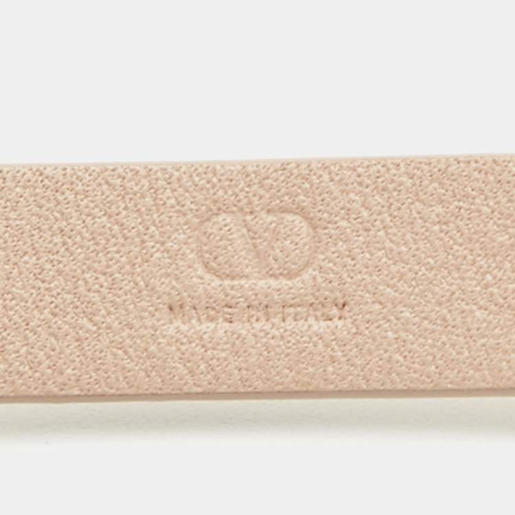 Pre Owned Valentino VLogo Leather Gold Tone Bracelet