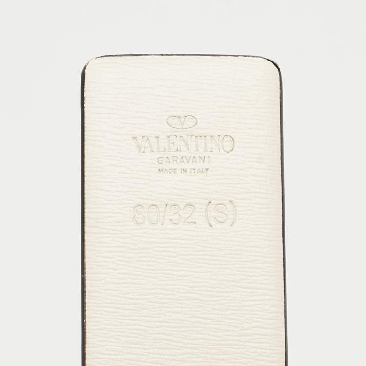 Pre Owned Valentino Mint Green/Cream Leather VLogo Reversible Belt 80 CM