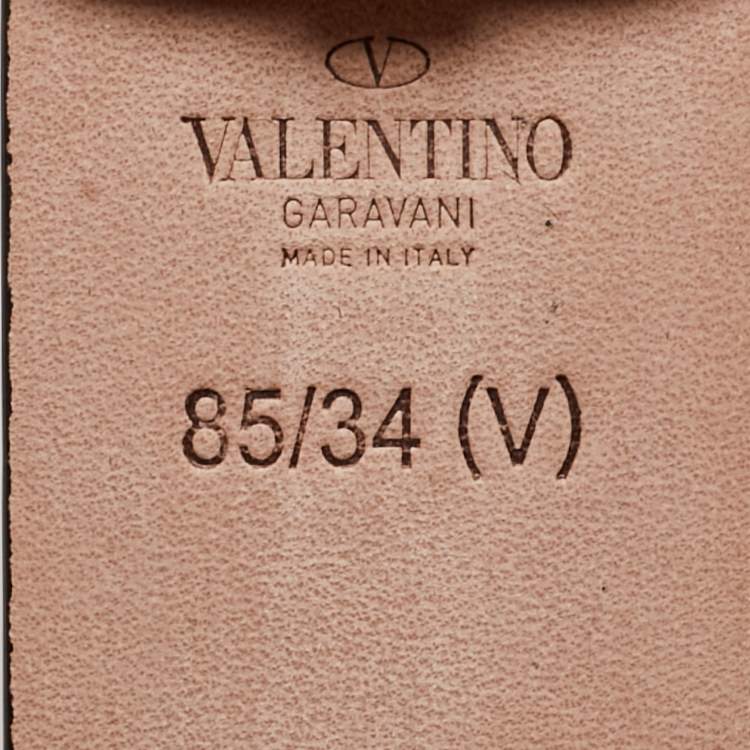 Pre Owned Valentino Black Leather Rockstud Buckle Belt 85 CM